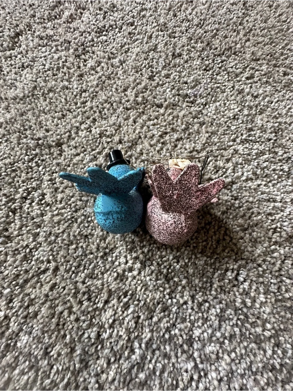 Vintage-Style Pink and Blue Bird Ornaments (Set of 2)